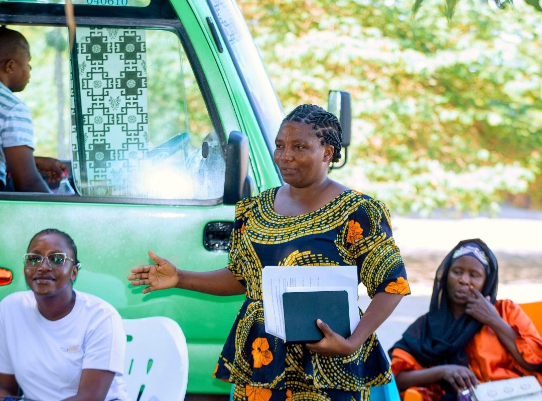 Founder of Permanent Home of Glory explaining their mission in Bagamoyo